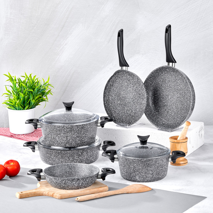 Taç Mastercook Pro 9 Parça Granit Tencere Seti Gri